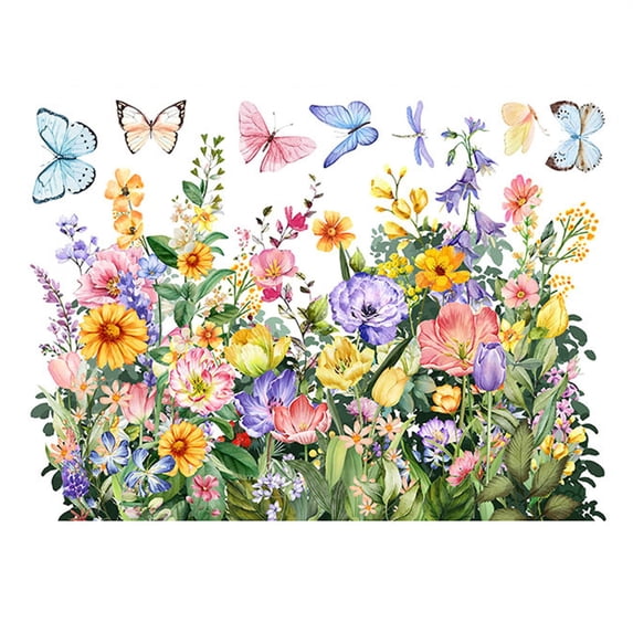 Reusable Flower Window Clings For Glass, Colorful Floral Bouquet Stained Glass Decals, Static Cling Stickers For Home Kitchen Decor, Butterfly Flower