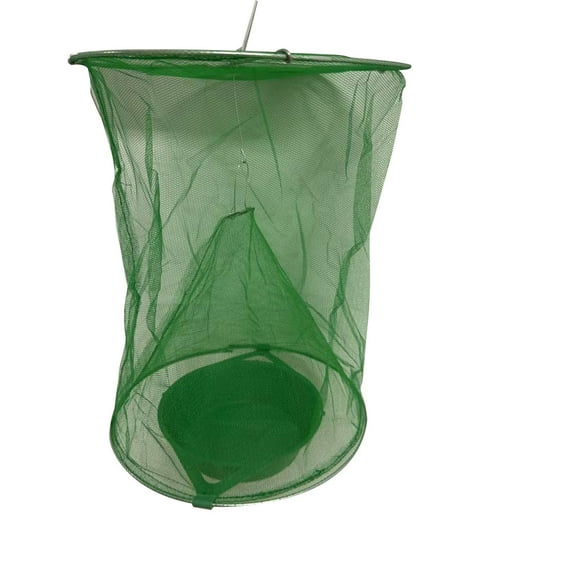 Reusable Fly Trap Outdoor Fly Catcher, Hanging Mesh Fly Cage with Bait Tray, High Capacity Insect Trap for Farm Stable Garden Orchard Patio Yard, Eco Friendly Fly Control Solution Outdoor Use