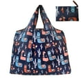 thumbnail image 1 of Reusable Foldable Grocery Bag, Large Capacity Ripstop Nylon Tote with Shoulder Strap, Cute Print Shopping Bag for Beach, Travel & Daily Use, Random Pattern, 1 of 9