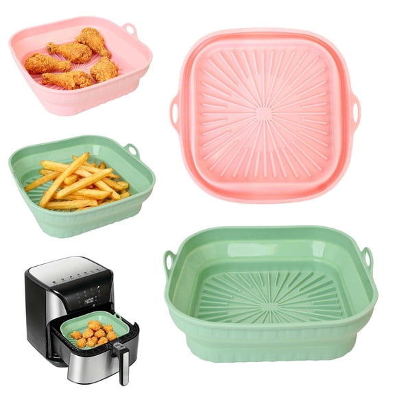 Reusable Silicone Air Fryer Liners 2 Pack  Non-Stick, Heat-Resistant, Foldable for Oven & Microwave