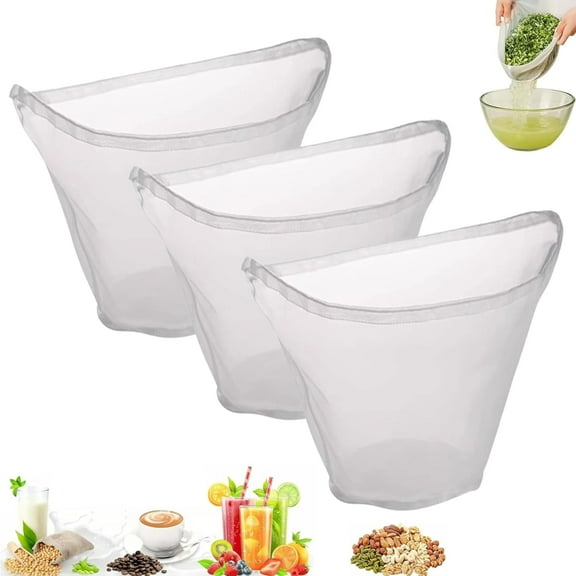 Reusable Food-Grade Nylon Filter BagCraft for Silky-Smooth Nut Milk, Refreshing Juices & Hassle-Free Straining(L * 3 PCS)