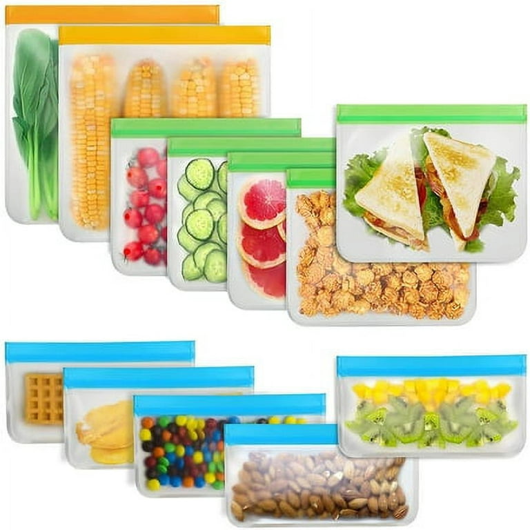 Reusable Gallon Freezer Bags - 6 Pack Large Size Food Storage Bags