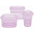 thumbnail image 1 of Reusable Food Storage Bags | 3 Bag Set [Gray] - 2 Sandwich, 1 Snack | Silicone Meal Prep Container | Microwave, Dishwasher and Freezer Safe | Made in the USA, 1 of 7