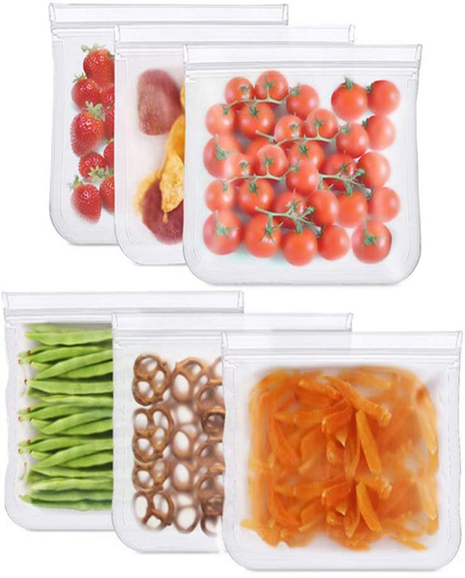 Reusable Silicone Food Storage Bags, 6Pack Reusable Gallon Bags Seal & Leak Proof, BPA Free Reusable Freezer Bags for Kids Travel, Marinate Meats