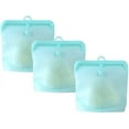 thumbnail image 1 of Laklulu Reusable Food Storage Bags, Food Grade Silicone, Cook, Store, Freeze, Microwave Safe, Airtight, Set of 3, 32oz (Pink), 1 of 6