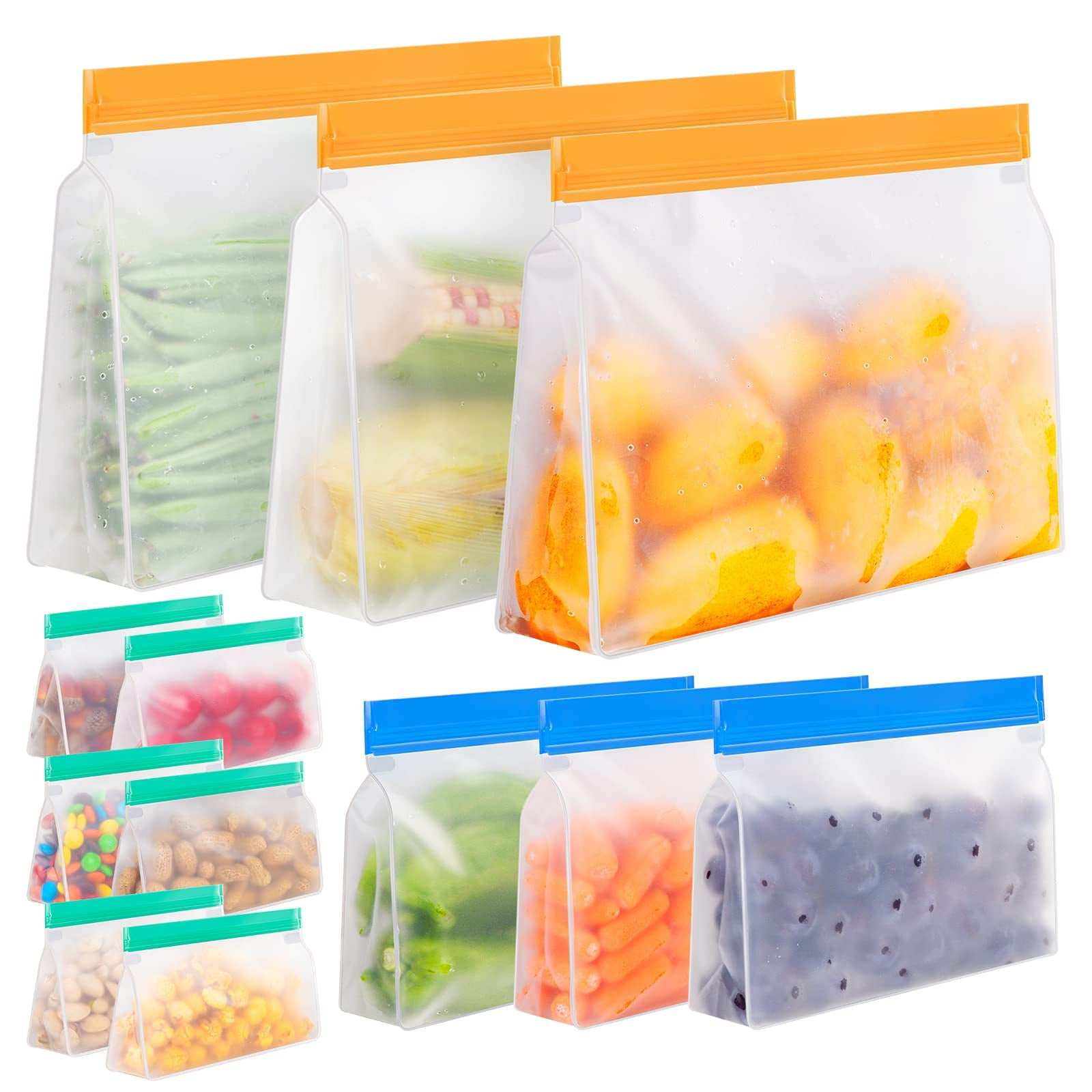 ideaTech Reusable Food Storage Bags, 12 Pack Leakproof Reusable Gallon Bags - Walmart.com