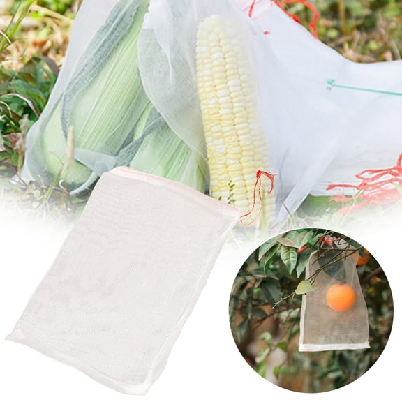 Reusable Food Storage Mesh Bags Garden Netting Bags for Fruit Trees, Protecting Tomatoes, Peaches & Plants from Birds Fruit Protection Bags, Reusable Garden Net Bags(White*50)