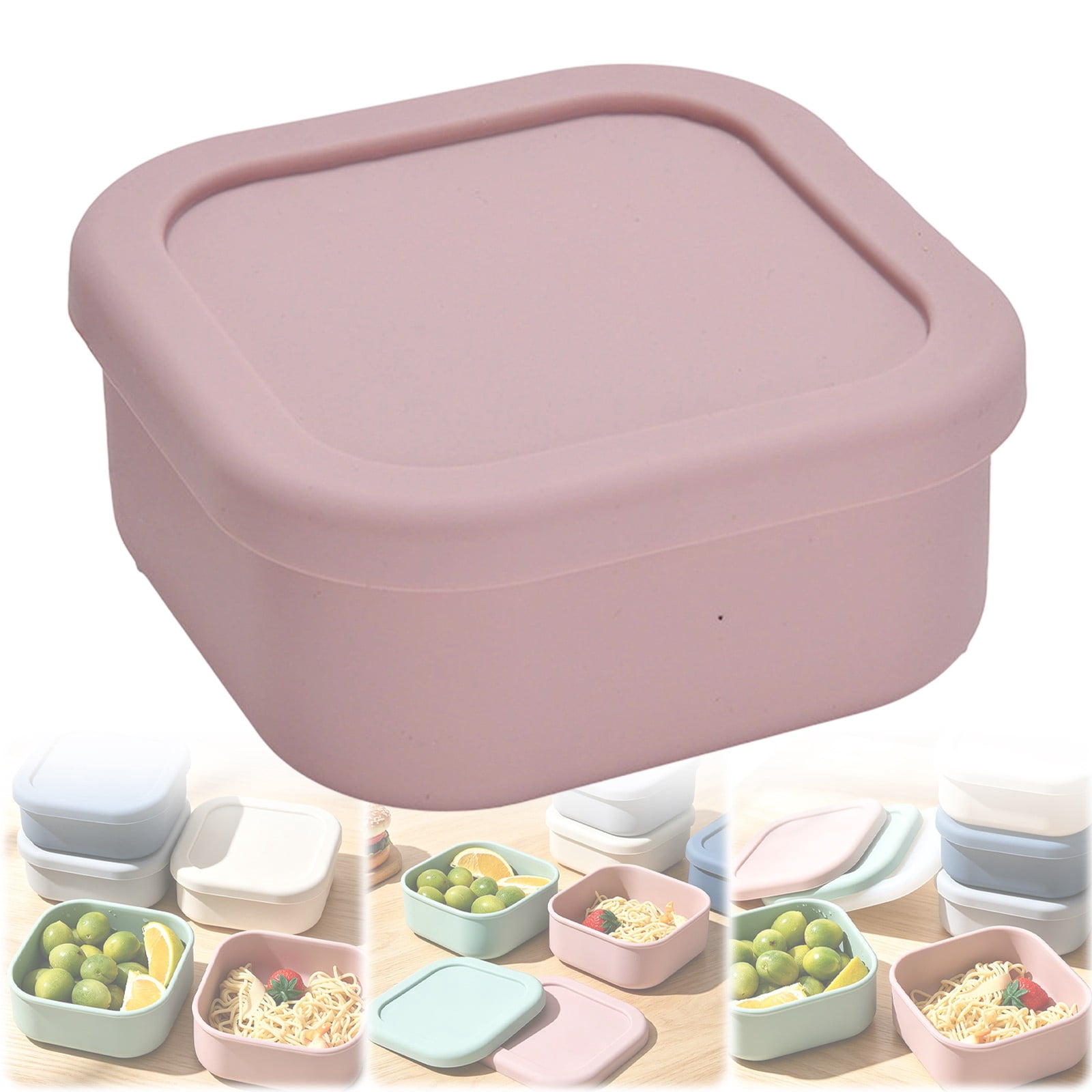 Reusable Food Storage Silicone Meal Box with Lid, Leakproof Microwave ...