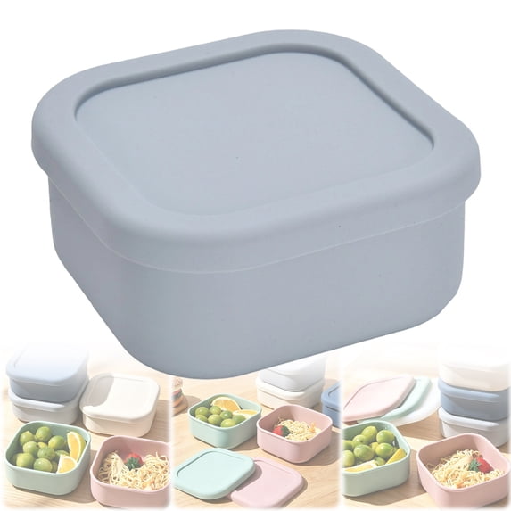 Reusable Food Storage Silicone Meal Box with Lid, Leakproof Microwave ...