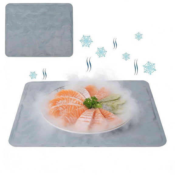 Reusable Freezable Ice Mat for Keeping Food Trays, 23.62" x 19.69" Large Cheese Boards, Veggie Plates Fresh and Cold, Charcuterie Chilling Mat for Picnics & Parties, Gray