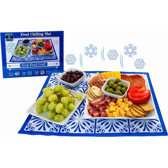 Reusable Freezable Ice Mat for Keeping Food Trays, Cheese Boards, Deli Meat, Veggie Plates, & Sushi Fresh and Cold Charcuterie Chilling Mat Perfect for Picnics & Parties!