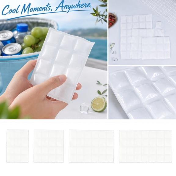 Reusable Freezer Ice Pack, 5 Pack 12-Grid Flexible Ice Pack, Grade Refillable Ice Pack for Cooler, 11X8 Inch Flat Freezer Ice Bag for Beverage Cooling, Freezer Safe Dishwasher