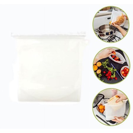 Reusable Freezer bags –Silicone Food Storage Bags, Airtight Leakproof Freezer Organizer silicone baggies, Drawer keep fresh Veggie Organizer, Large(White)