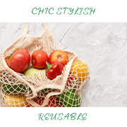 Reusable French Net Grocery Bags Fruit and Vegetable Bag Washable Cotton Mesh String Organic Organizer Shopping Handbag Long Handle Net Tote 4 Pack
