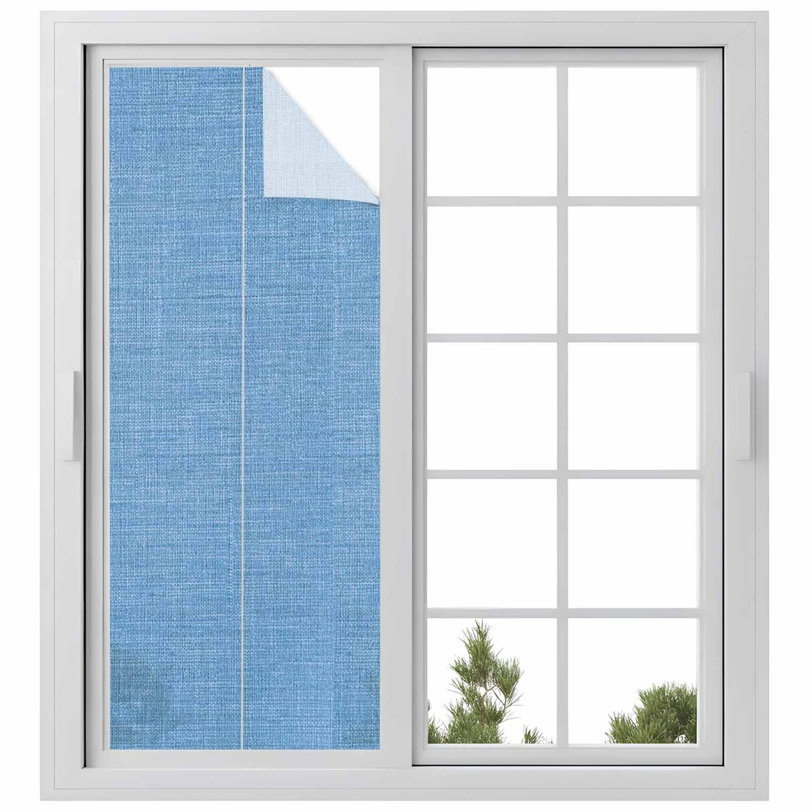 Reusable Frosted Window Coverings, Blue Window Privacy Film Frosted ...