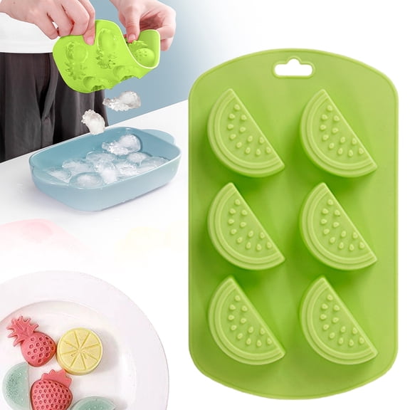 Reusable Fruit Shaped Ice Cube Molds, Fruit Shaped Silicone Mold, Gummy Ice Cubes Candy & Cake Decor Baking Tools, Ideal Baking Mold for Chocolate,Candy,Cake,Ice Cube & Jelly (Watermelon)