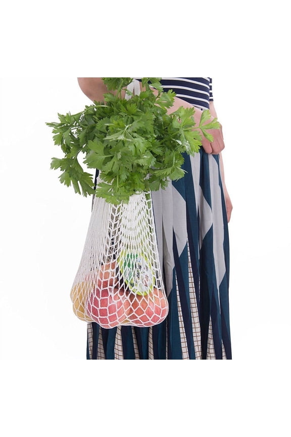 Reusable Fruit String Grocery Shopper Tote Mesh Woven Net Shoulder Bag 38x48.2cm Net Cloth Durable Washable Eco-Friendly Household Supermarket Produce Storage Convenient Lightweight Shopping