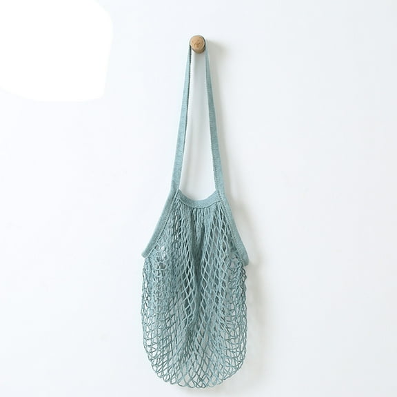 Reusable Fruit String Grocery Shopper Tote Mesh Woven Net Shoulder Bag 38x48.2cm Net Cloth Durable Washable Eco-Friendly Household Supermarket Produce Storage Convenient Lightweight Shopping