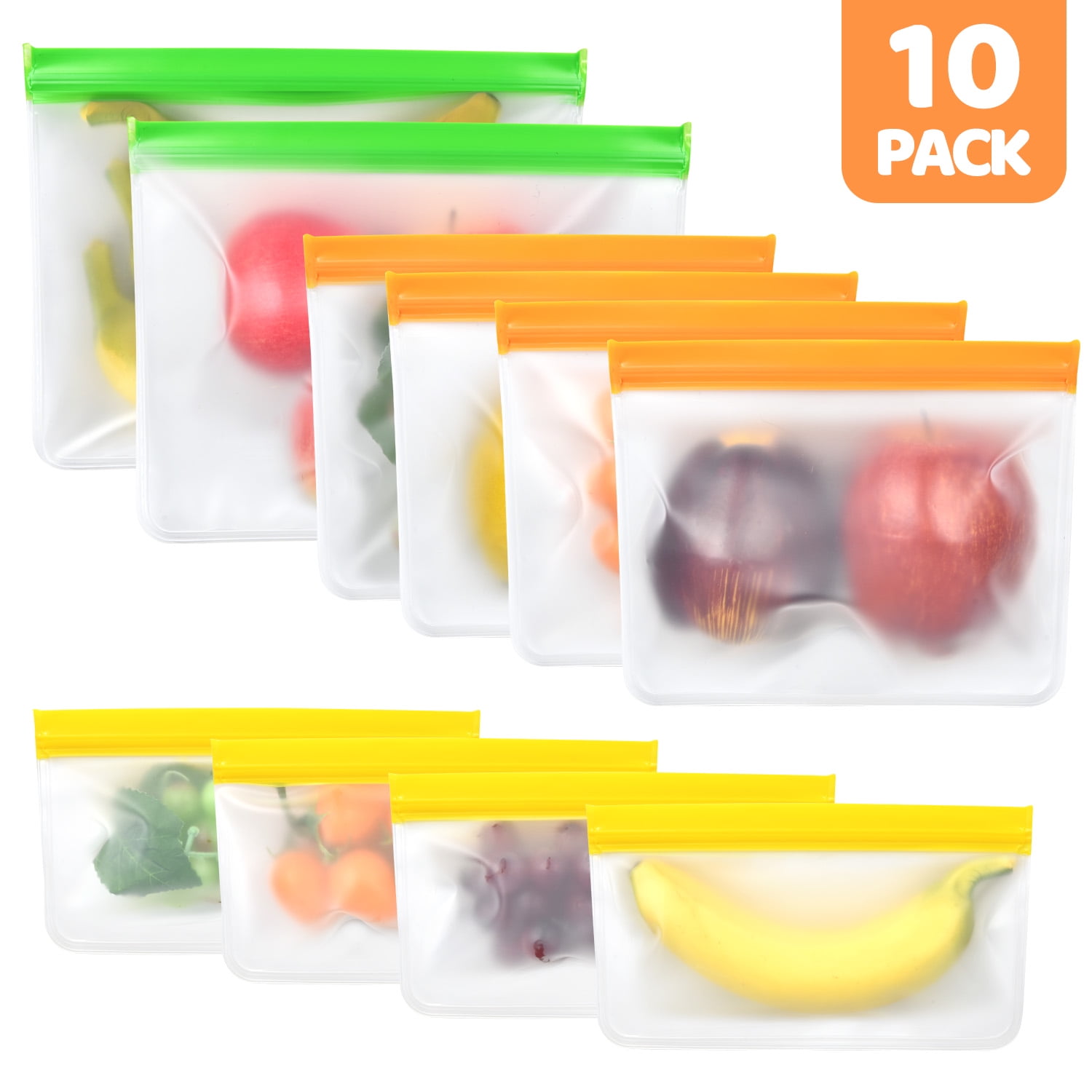 Reusable Gallon Freezer Bags - 6 Pack LEAKPROOF EXTRA THICK 1 Gallon Bags  for Marinate Food & Fruit Cereal Sandwich Snack Meal Prep Travel Items Home