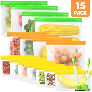 Greenzla Reusable Gallon Bags - 8 Pack - Extra Thick Reusable Freezer Bags - BPA Free, Easy Seal & Leakproof Food Storage Bags for Marinate Food, Frui