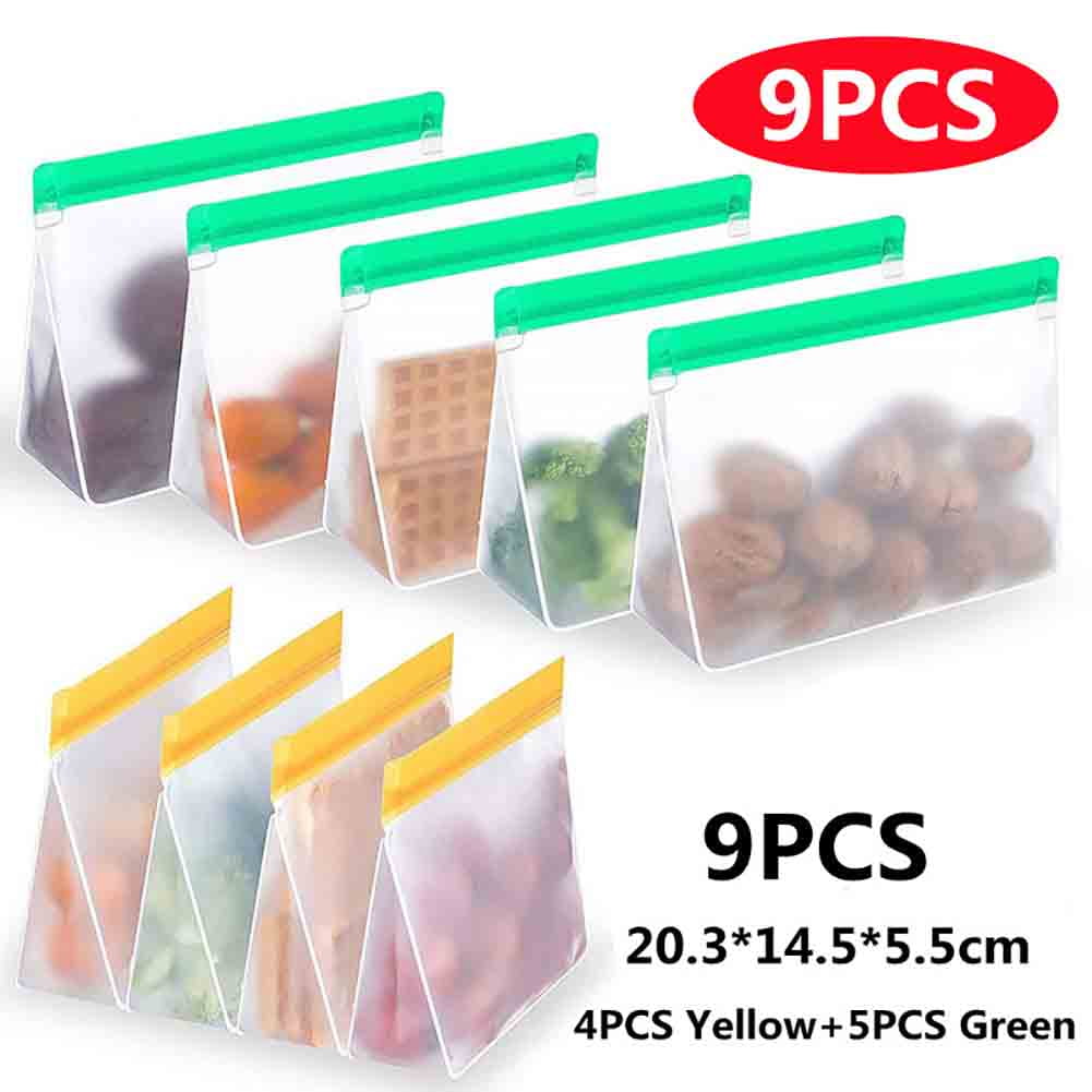 Reusable Gallon Bags,9 Pack Extra Thick Reusable Freezer Bags BPA