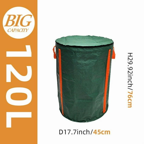 Reusable Garden Leaf Bag with Lid Heavy Duty Yard Waste Collection Bag Flip Lid Outdoor Storage Bag for Leaves Grass Clippings Twigs and Debris
