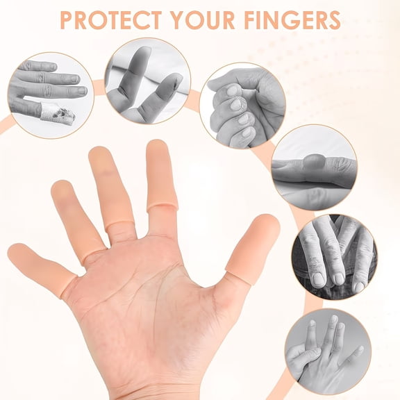 Reusable Gel Finger Cots 16 Pack - 2 Sizes for Cut Protection, Blister Prevention, Callus Relief & Crafting Safety