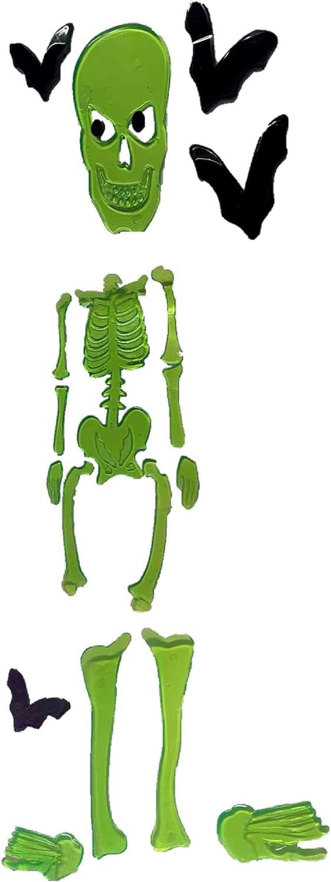 Reusable Gel Window Clings, Green Skeleton With Menacing Smile And