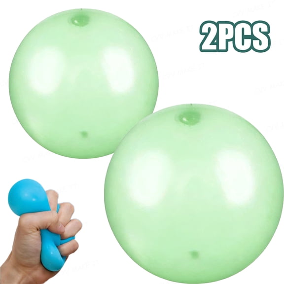 Reusable Giant Bubble Ball DIY Squishy Sensory Fidget Toy Tear-Resistant Material Transparent Tpr Inflatable Fun Ball For Outdoor Indoor Party,Green 2PCS