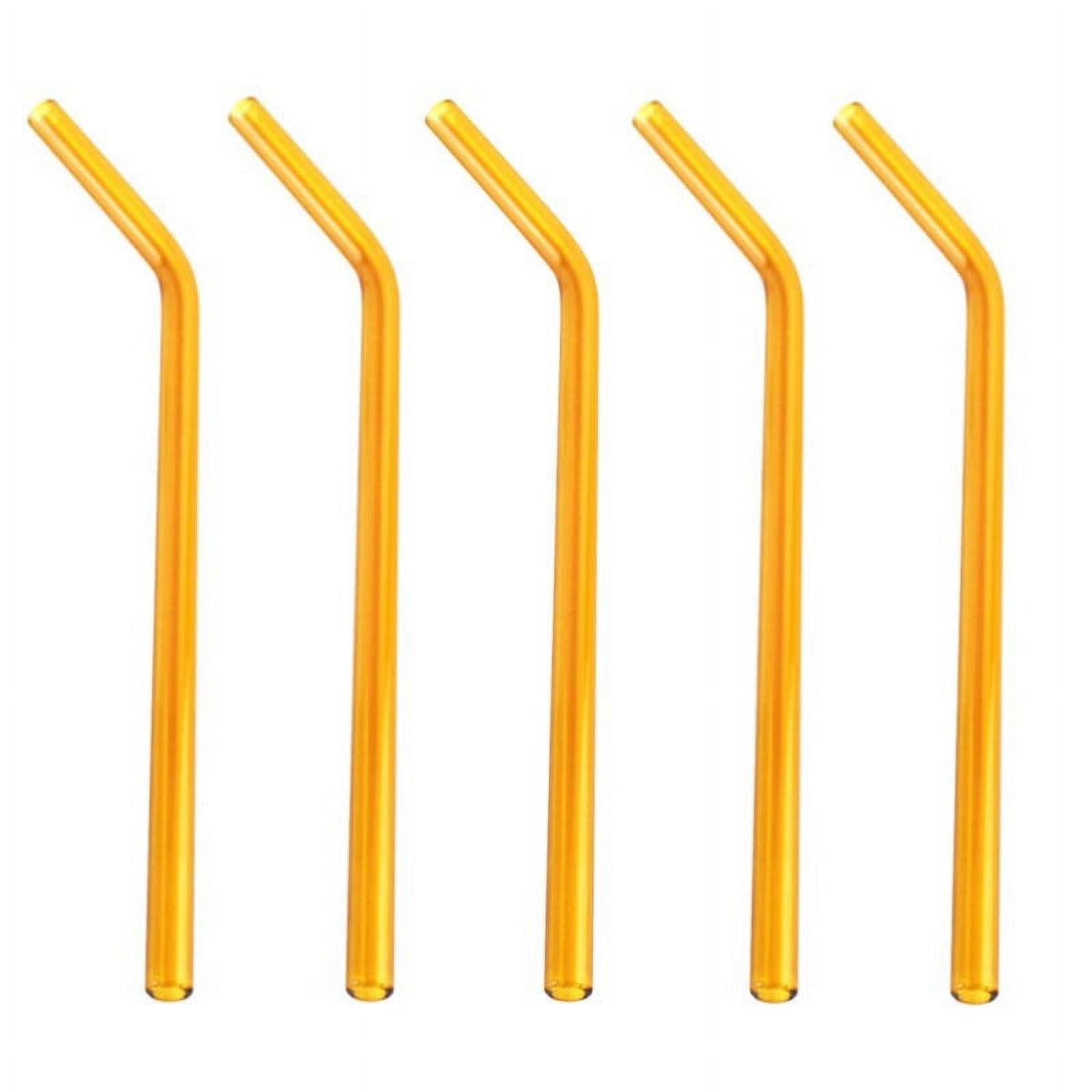 Clear Glass Straws Shatter Resistant, Long Glass Straws Thick Reusable  Straws For Smoothies And Normal Liquid Drinks,Yellow,F25066 