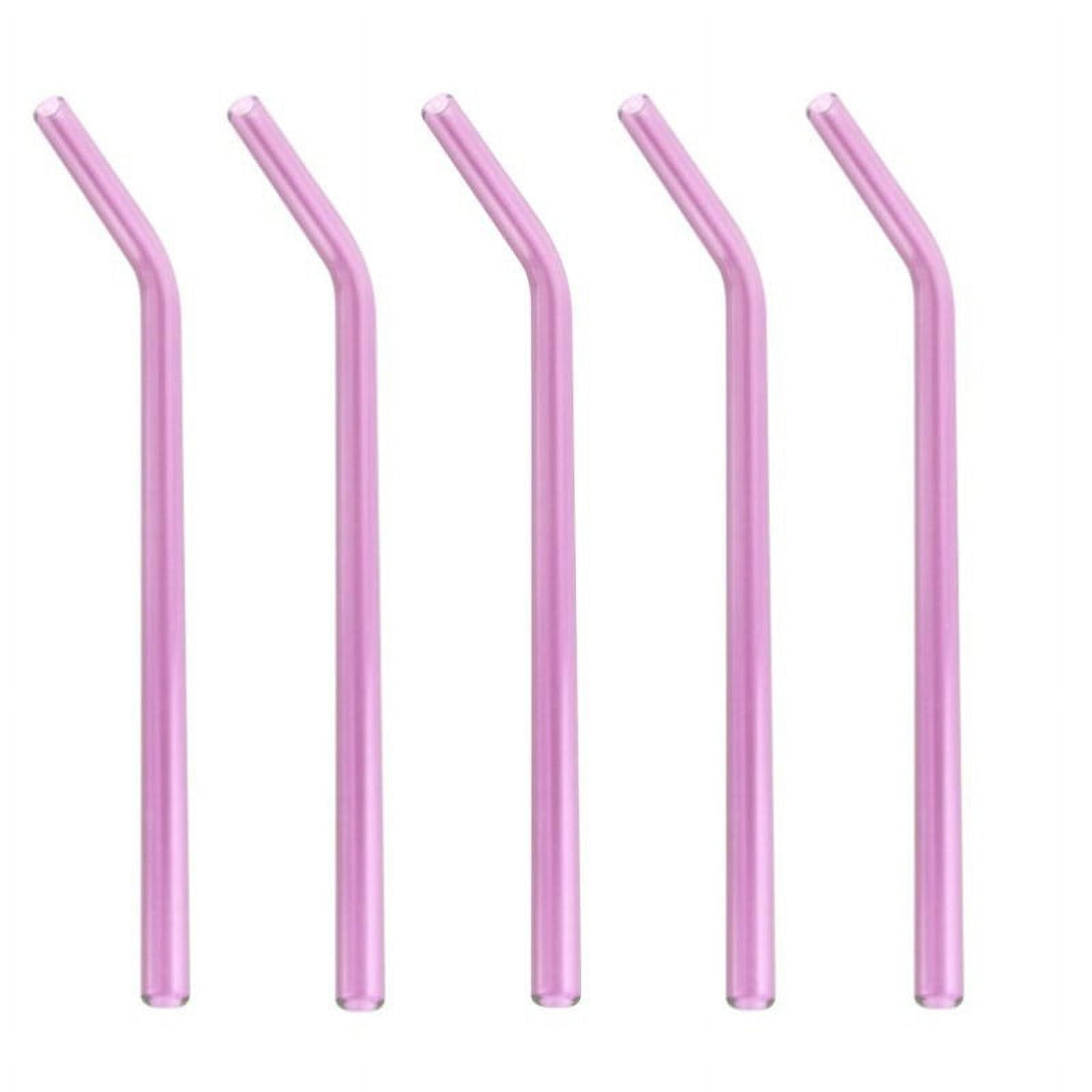Reusable Glass Straw Shatter Resistant, Clear Glass Straws with Flowers,  Cute Glass Straws for Smoothies and Normal Liquid Drinks, 6 Bent Straw with  2