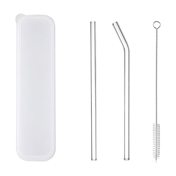 Reusable Glass Straws, Transparent Glass Straw Set, Anti-slip, Pregnancy-Friendly, Reusable, Washable, for Bubble Tea, Milkshakes, Popping