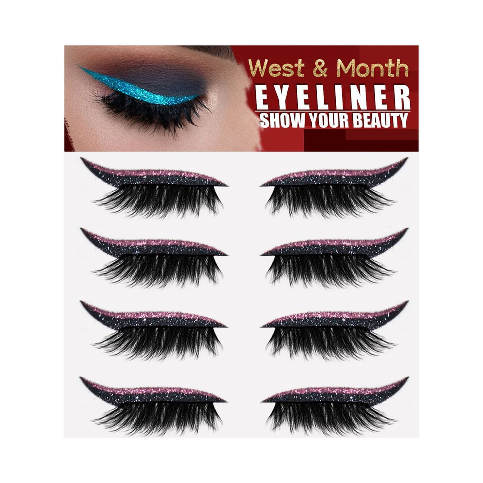 Reusable Glitter Selfadhesive Eyeliner And Eyelash Stickers