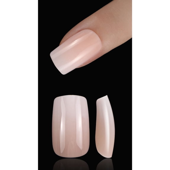 Reusable Gradient Pink Press on Nails Short Medium Square Nails Netural Solid Color for Women