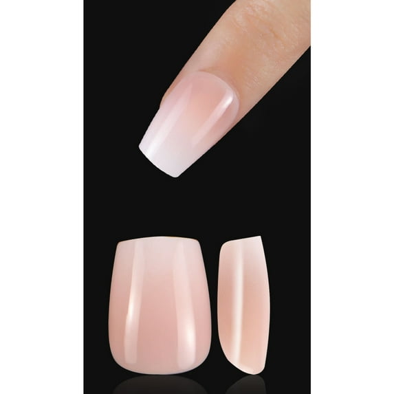 Reusable Gradient Pink Press on Nails Short Medium Square Nails Netural Solid Color for Women