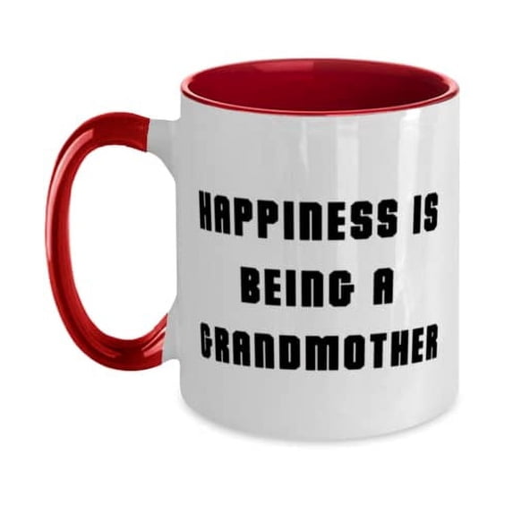 Reusable Grandmother Gifts, Happiness Is Being A Grandmother, Brilliant Two Tone 11oz Mug For Grandmom From Granddaughter