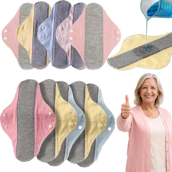 Reusable Graphene Incontinence Pads, Leak-Proof & Waterproof Washable Incontinence Pads for Elderly Women & Mobility Support, Feel Secure, Dry, Odour-Free and Comfortable (10PCS)