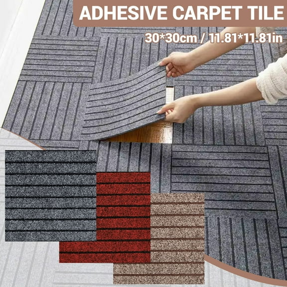 Reusable Gray Polyester Carpet Tiles - 12"x12" Soft Padded DIY Floor Tiles for Bedroom, Living Room, Office & Basement - Durable, Non-Slip, Noise Reducing