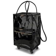 Pasman Large Black Foldable Rolling Grocery Bag with 5 Wheels, 120L Fabric Shopping Tote