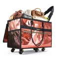 thumbnail image 1 of Reusable Grocery Bag on 6 Wheels,with Removable Baseboard,Foldable Rolling Tote,Heavy Duty Shopping Cart for Groceries,Laundry & Travel (Rose Pink, Large-109L), 1 of 8