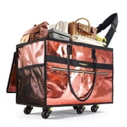 Reusable Grocery Bag on 6 Wheels,with Removable Baseboard,Foldable Rolling Tote,Heavy Duty Shopping Cart for Groceries,Laundry & Travel Rose Pink, Large-109L
