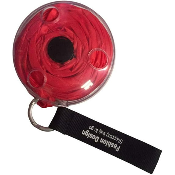 Reusable Grocery Bag, Foldable Portable Supermarket Shopping Bag, Nylon Grocery Tote Roll Up in Small Case (Red)