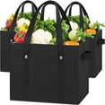 thumbnail image 1 of Reusable Grocery Bags (3 Pack) – Heavy Duty Reusable Shopping Bags with Box Shape to Stand Up and Stay Open – Large Tote Bags with Long Handles & Reinforced Bottom – Foldable Utility Bag – Chevron, 1 of 8