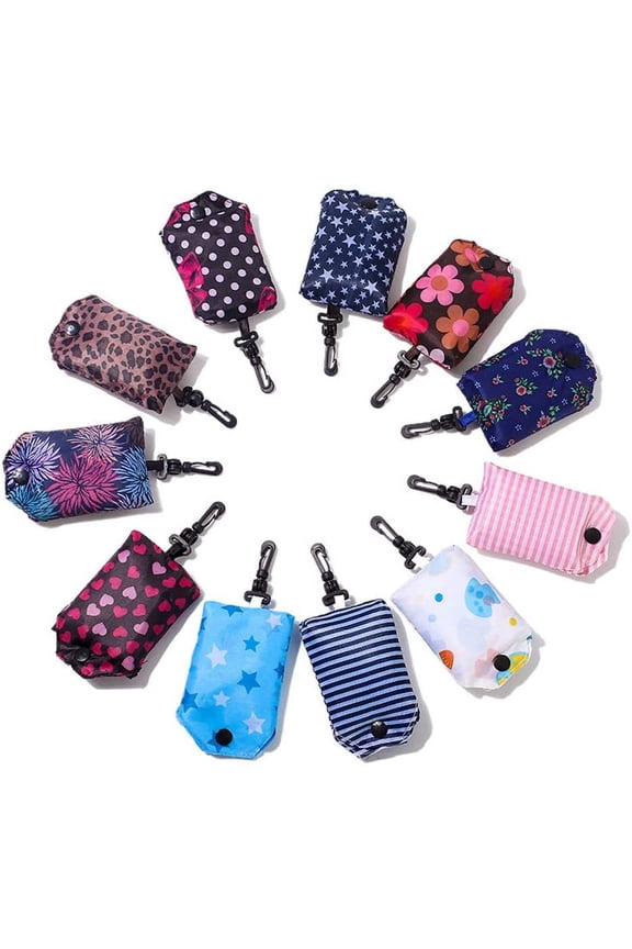 Reusable Grocery Bags, 6 Pack Folding Shopping Bag fits in Pocket, Washable Waterproof Nylon holds Heavy Groceries