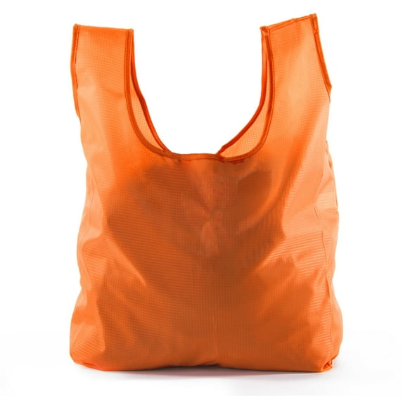 Reusable Grocery Bags | Foldable w/ Integrated String Pouch | Ripstop Nylon Tote - 15PK Orange CA2650
