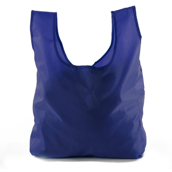 Reusable Grocery Bags | Foldable w/ Integrated String Pouch | Ripstop Nylon Tote - 20PK Navy CA2650
