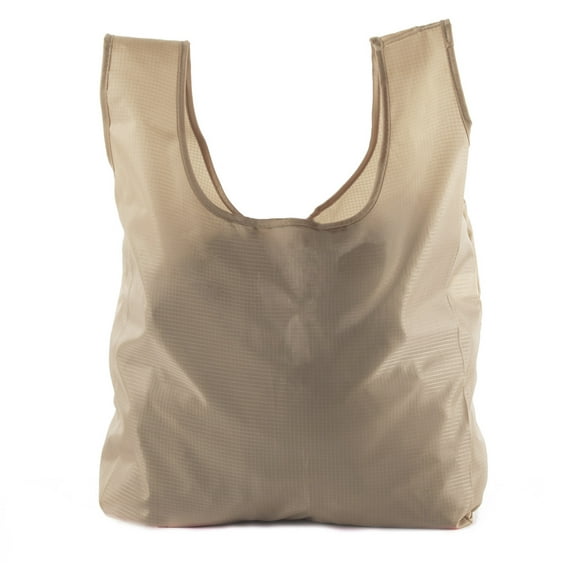 Reusable Grocery Bags | Foldable w/ Integrated String Pouch | Ripstop Nylon Tote - 5PK Khaki CA2650