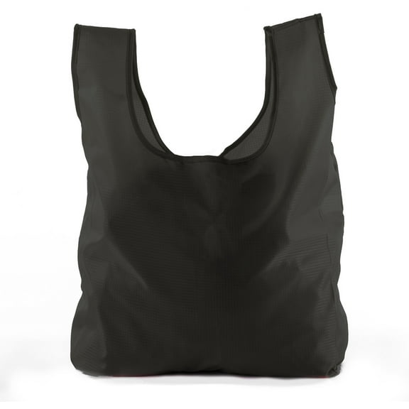 Reusable Grocery Bags | Foldable w/ Integrated String Pouch | Ripstop Nylon Tote - Black CA2650