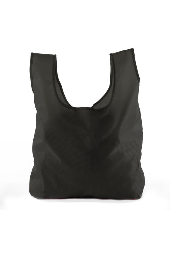 Reusable Grocery Bags | Foldable w/ Integrated String Pouch | Ripstop Nylon Tote - Black CA2650