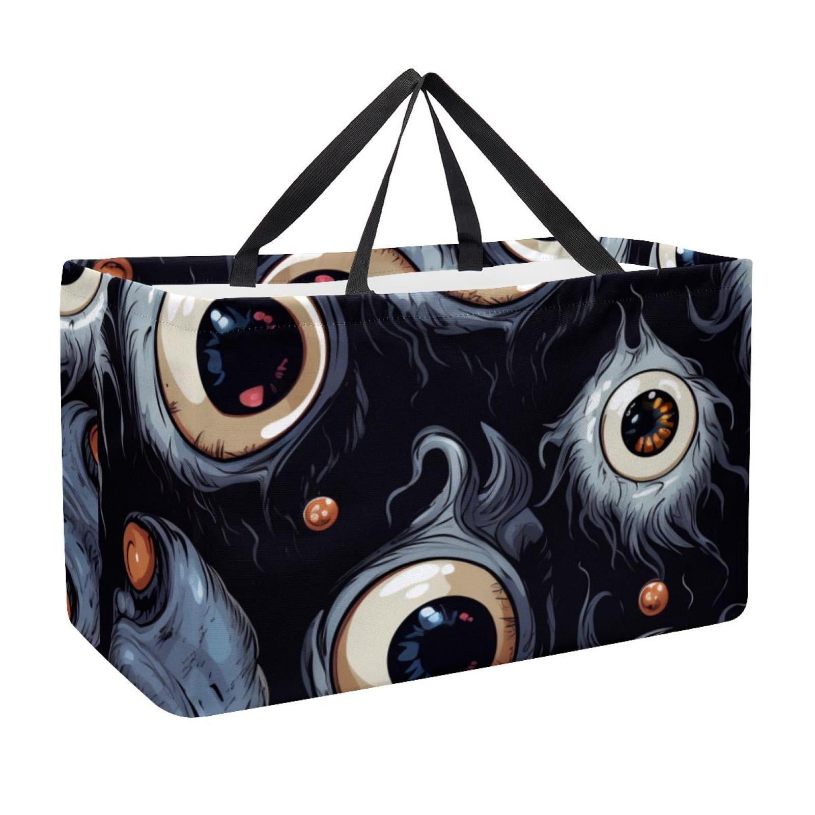Reusable Grocery Bags Halloween Eyeball Pattern Foldable Washable Large ...